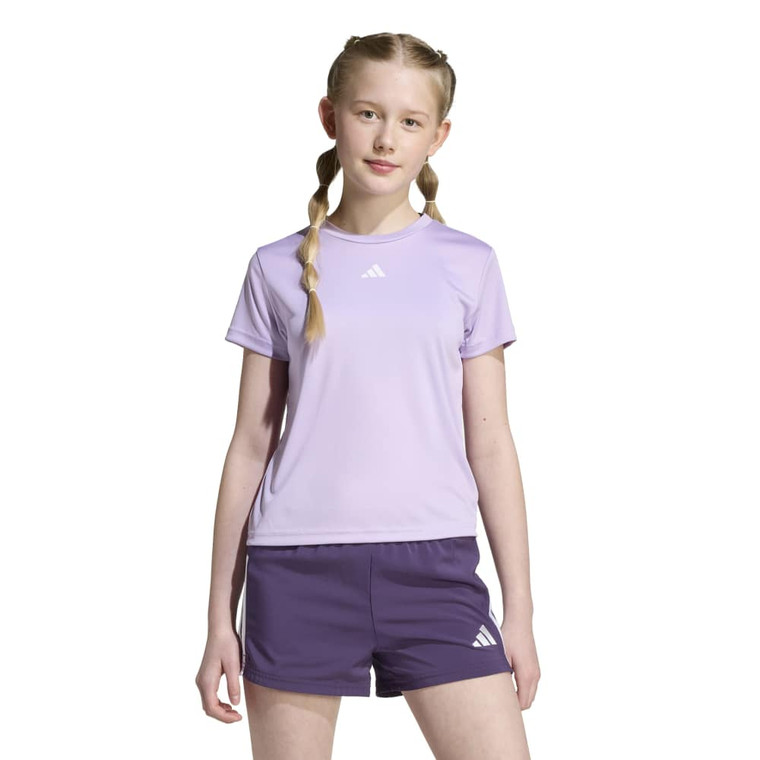 Adidas Girls Train Essentials Regular Fit Logo Tee Powder Plum/White