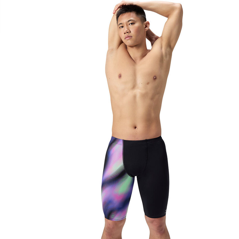 Speedo Mens Printed Club Jammer Swim Shorts Black/Blurry Glass