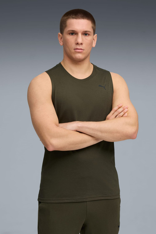 Puma Mens Train All Day Triblend Tank Dark Olive Puma Mens Train All Day Triblend Tank Dark Olive