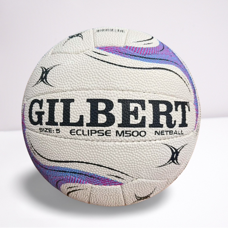 Gilbert Eclipse M500 Match Netball Size 5 White/Purple/Blue