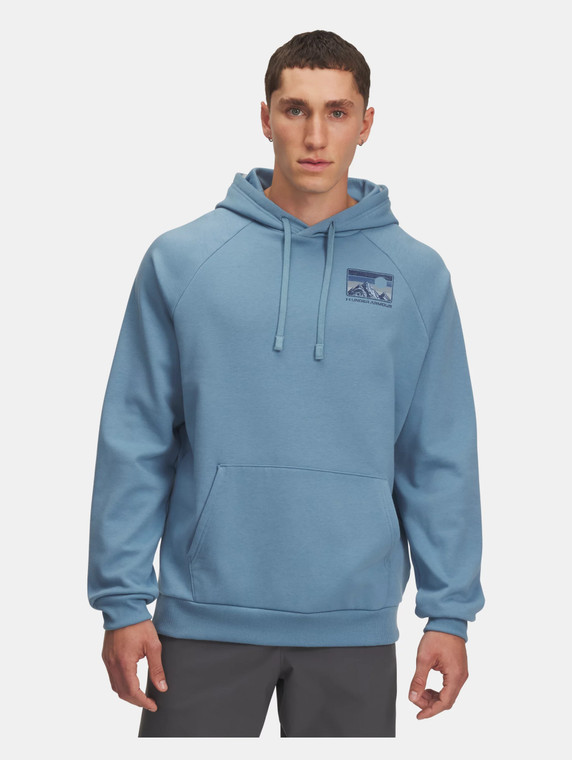 Under Armour® Mens Rival Graphic Fleece Hoodie Blue Smoke