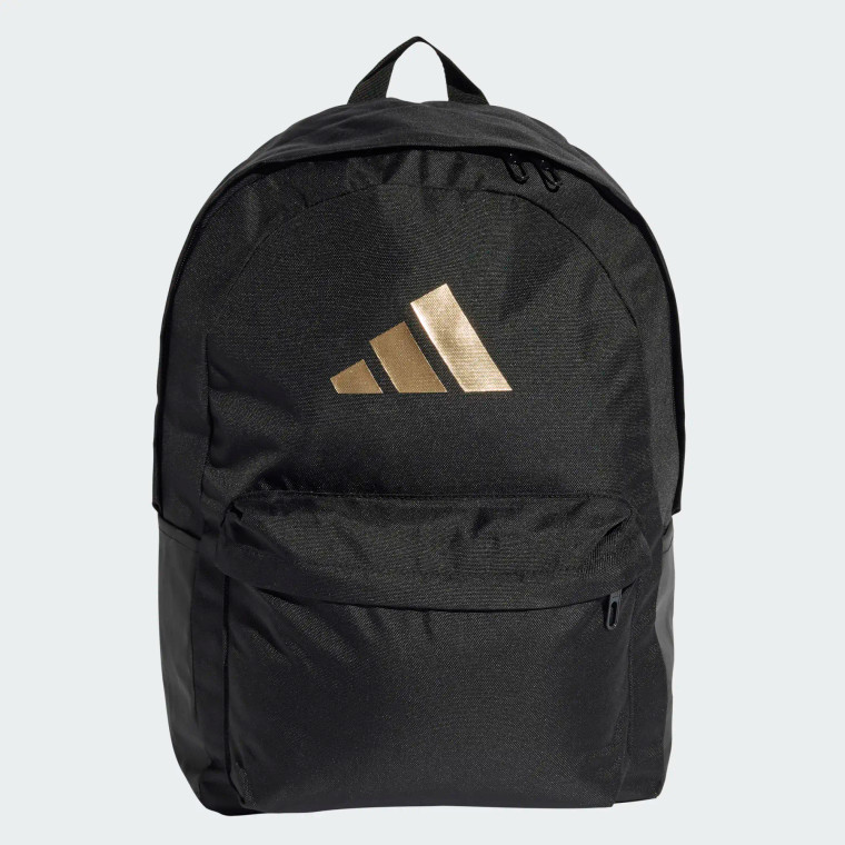 Adidas Unisex Classic 3 Bars Backpack Black/Gold Metallic