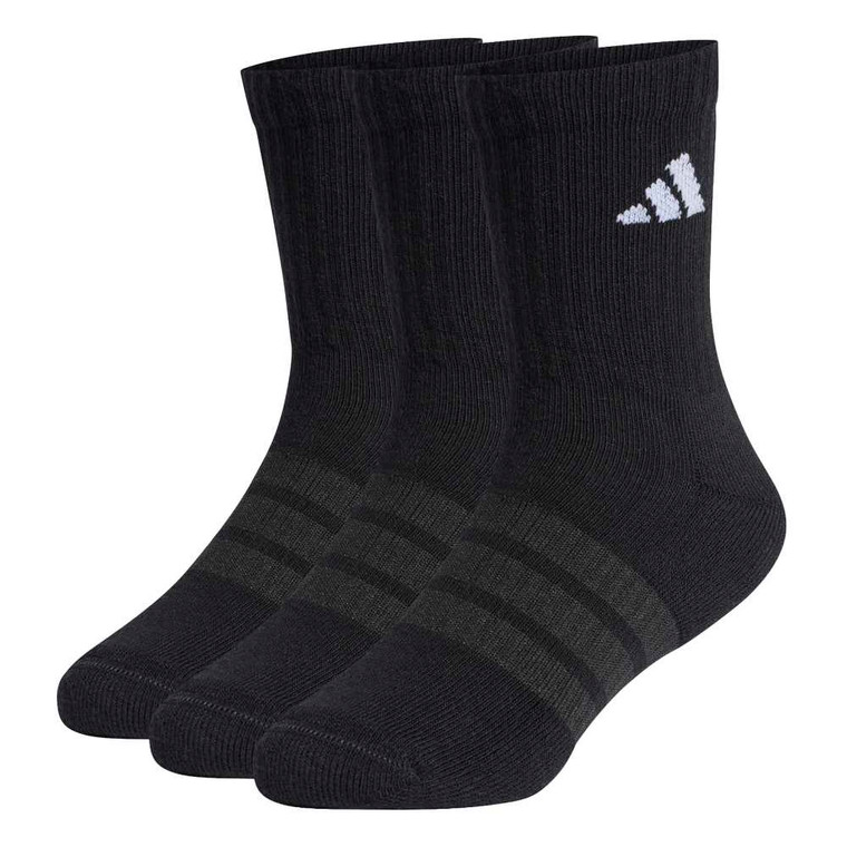 Adidas Youth Cushioned Sportswear Crew Socks 3 Pack Black/Black/White