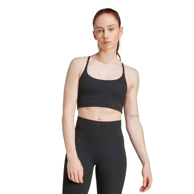 Adidas Womens All Me Rib Light Support Sports Bra Black