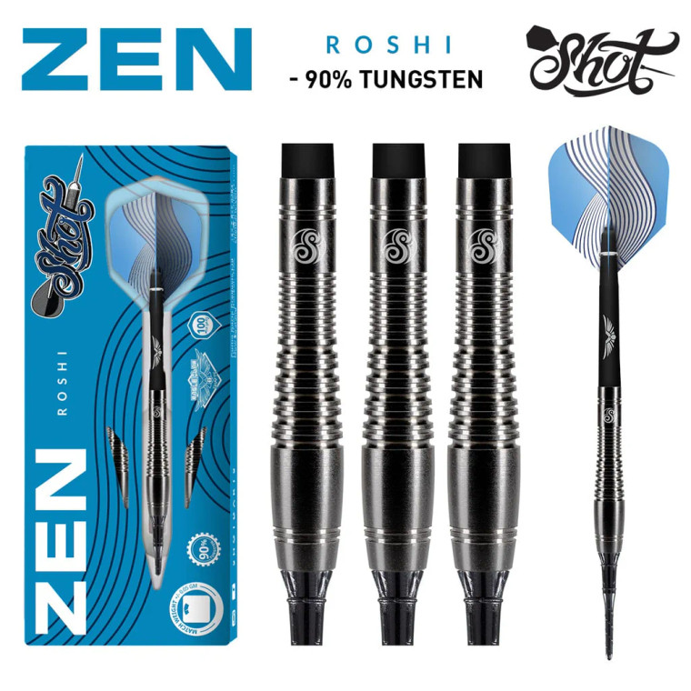 Shot Darts Zen Roshi Steel Tip Dart Set 90% Tungsten Darts Set