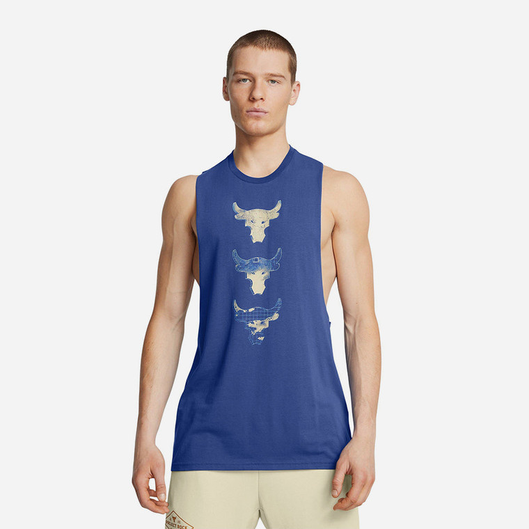Under Armour® Mens Project Rock Three Bull Singlet Tech Blue/Silt