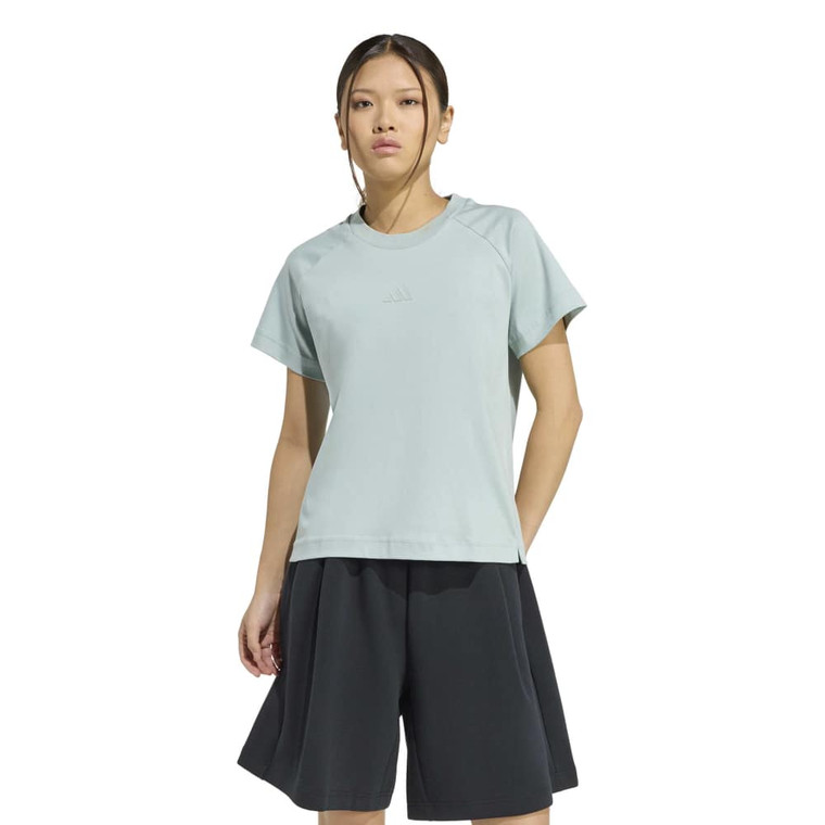 Adidas Womens Soft Lux Small Logo Tee Wonder Sage