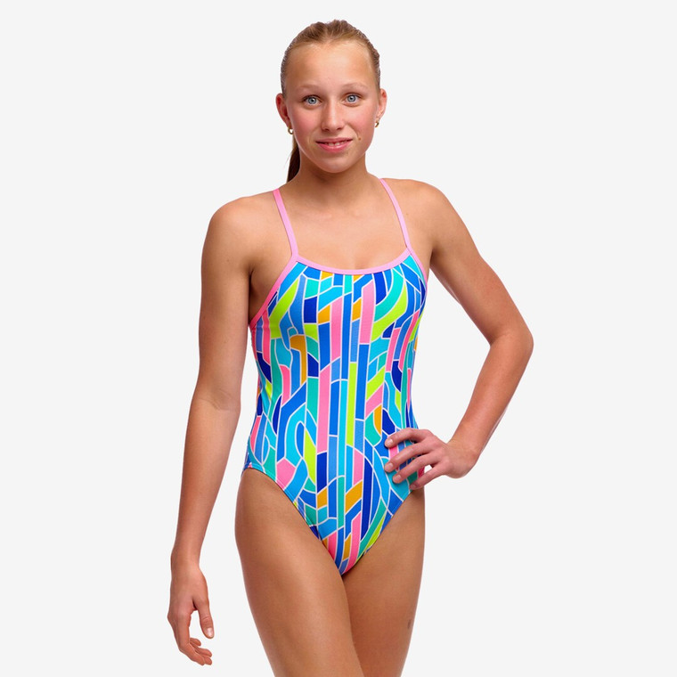 Funkita Girls Single Strap Swimsuit Pillared