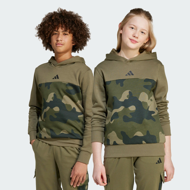 Adidas Youth Camo Fleece Hoodie Olive Strata/Black