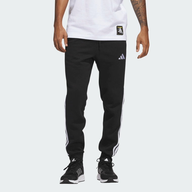 Adidas Mens 3-Stripe Fleece Pants Black/White