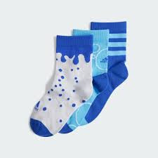 Adidas Junior Graphic Crew Socks 3 Pack Halo Blue/Blue Burst/Lucid Blue