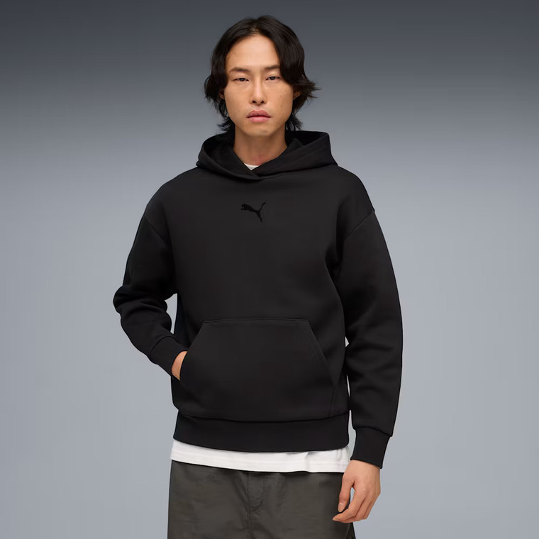 Puma Womens Elevated Relaxed Logo Hoodie Black