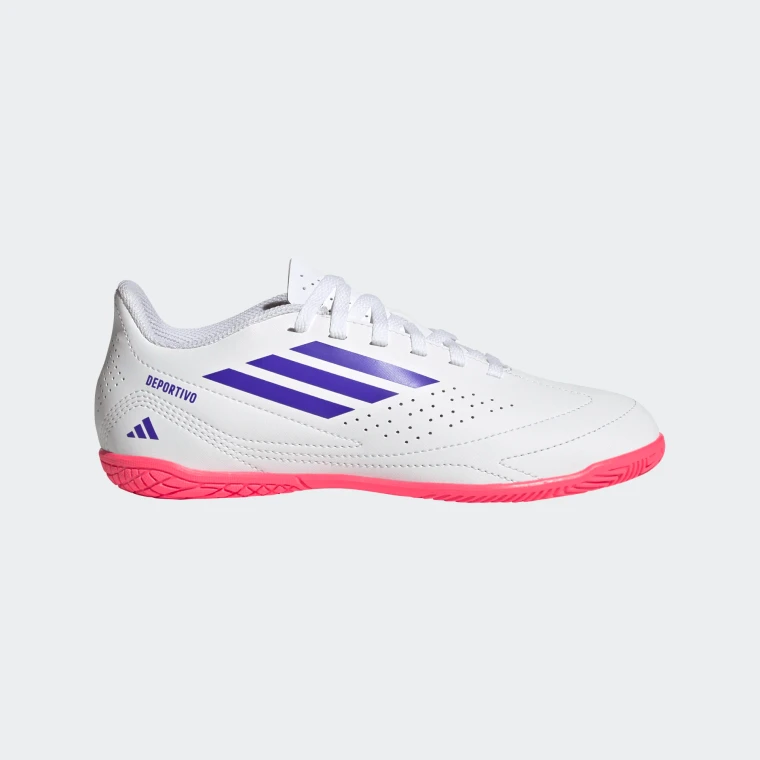 Adidas Youth Deportivo III Indoor Football/ Futsal Boots Cloud White/Solar Purple/Solar Turbo