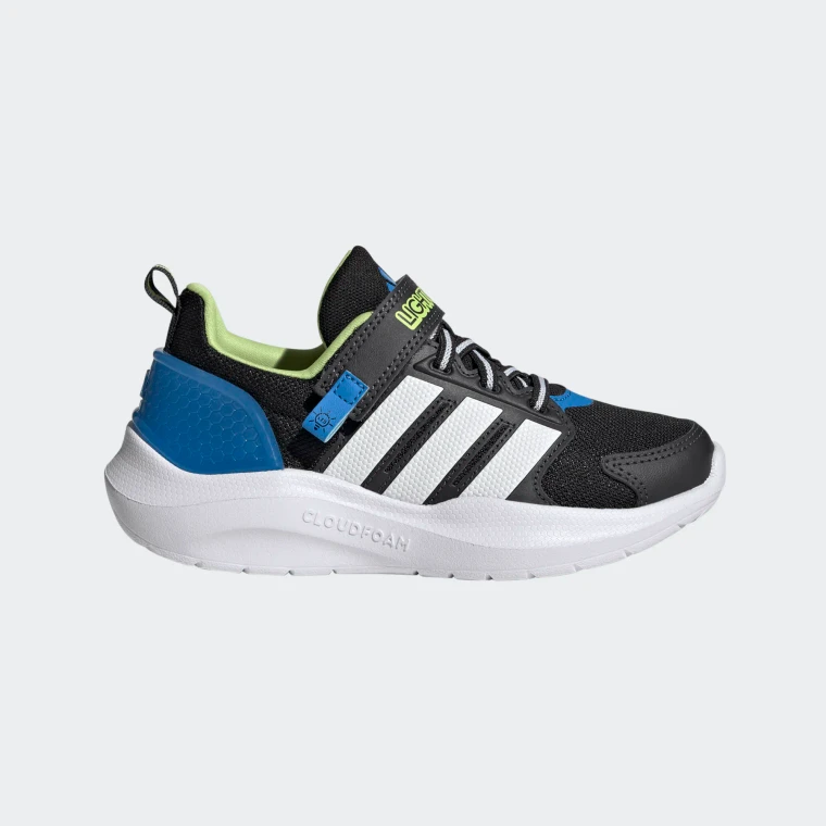 Adidas Junior LightoRama Runner Running Shoes Black/Cloud White/Lucid Ray Blue