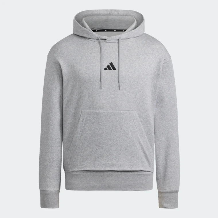 Adidas Mens Feelcozy Hoodie Medium Grey Heather/Black