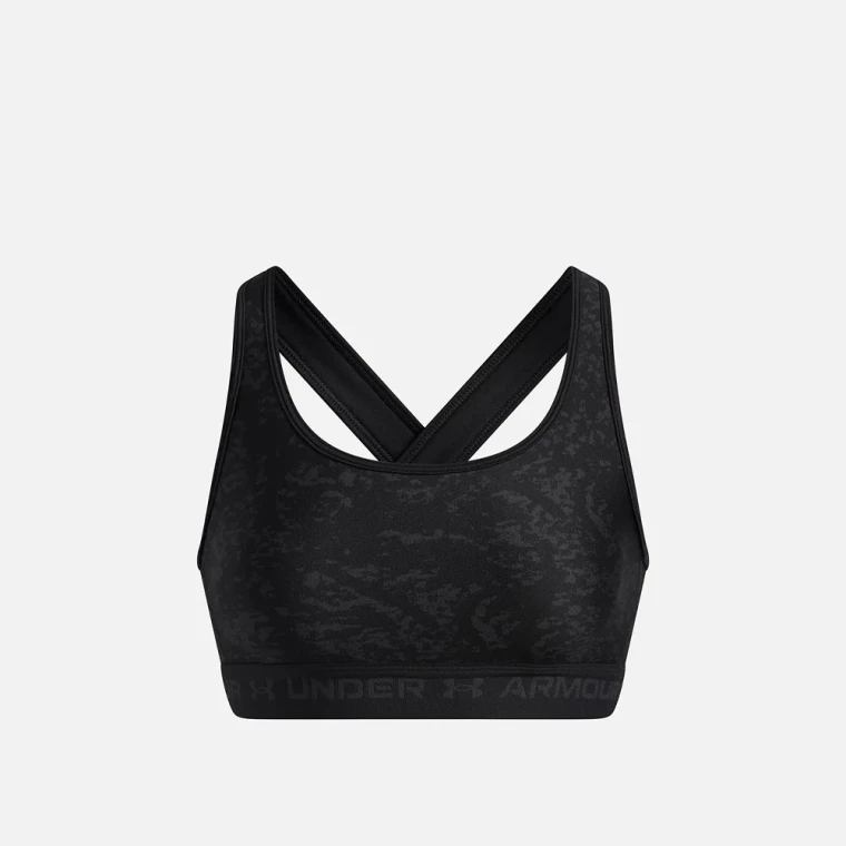 Under Armour® Womens Crossback Mid Printed Sports Bra Black/Anthracite