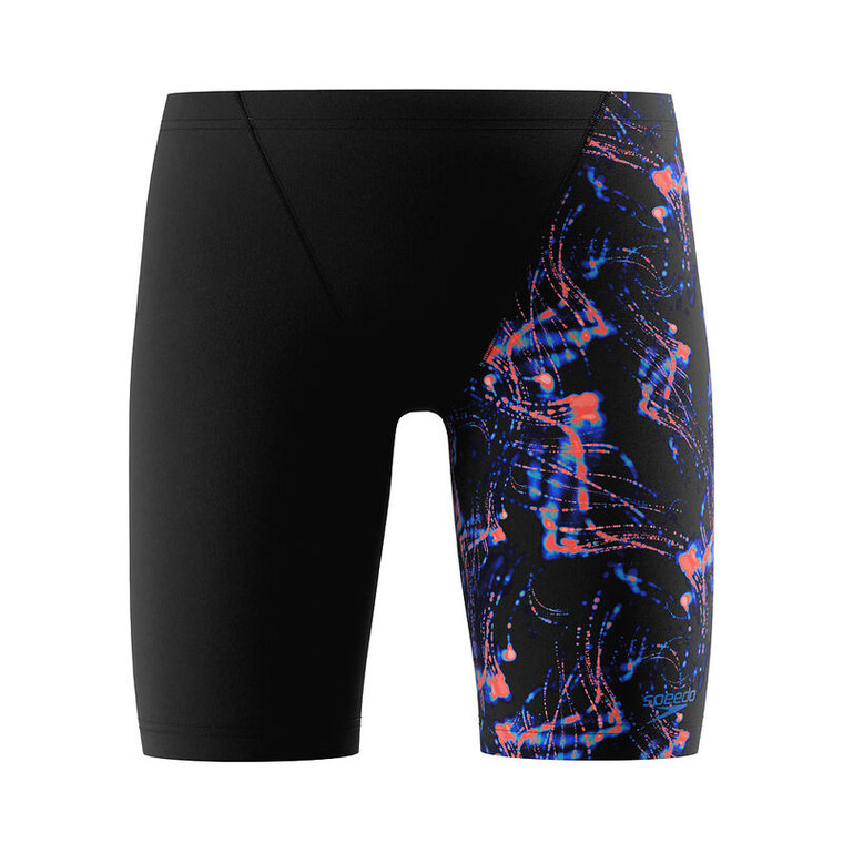 Speedo Boys Digital Print V-Cut Jammer Swim Shorts Black/