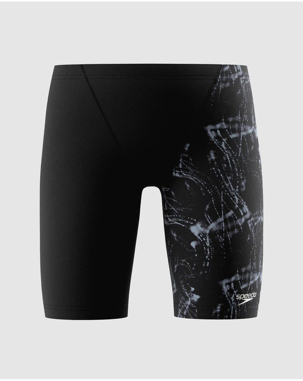 Speedo Boys Digital Print V-Cut Jammer Swim Shorts Black/Grey