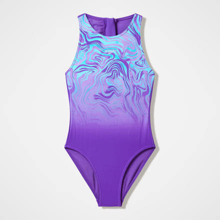 Speedo Girls Printed Hydrasuit Swimsuit Pace Purple
