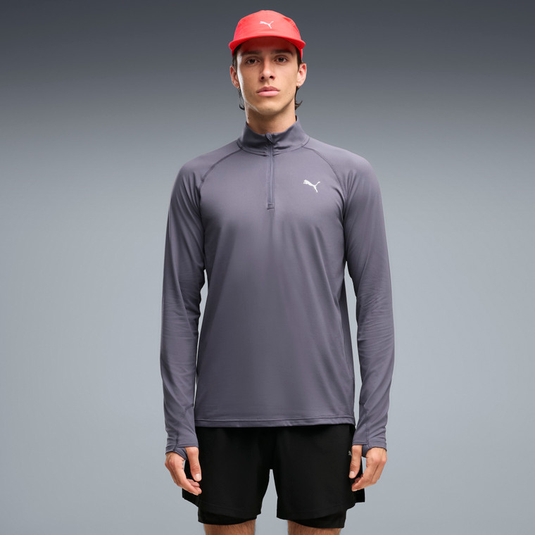 Puma Mens Velocity CloudSpun 1/4 Zip Long Sleeve Tee Inky Depths