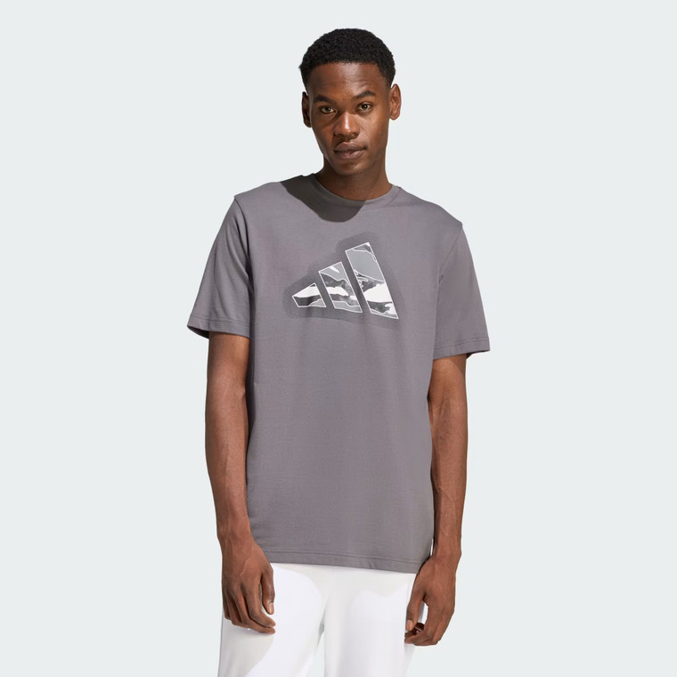 Adidas Mens Camo Morden Logo Tee Grey Five