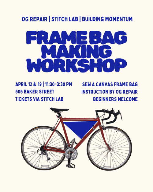 Bike Bag Making Workshop, Saturdays, April 12 & April 19th