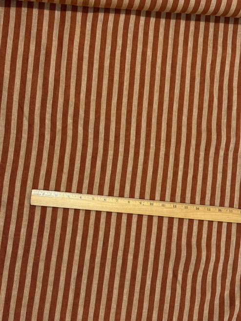 Orange & Beige Wide Stripe Linen Fabric - sold by the 1/4 meter