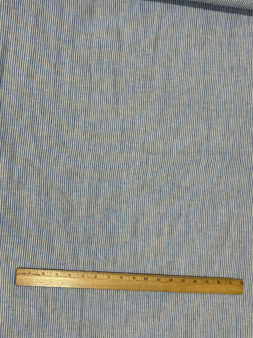 Blue & White Thin Stripe Linen Fabric - sold by the 1/4 meter