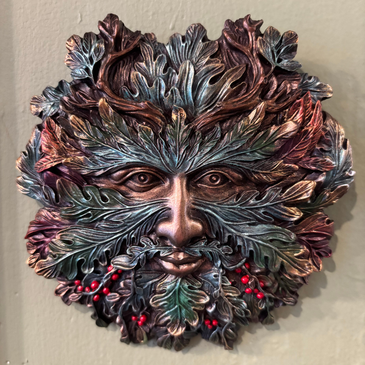Green Man Winter Wall Plaque