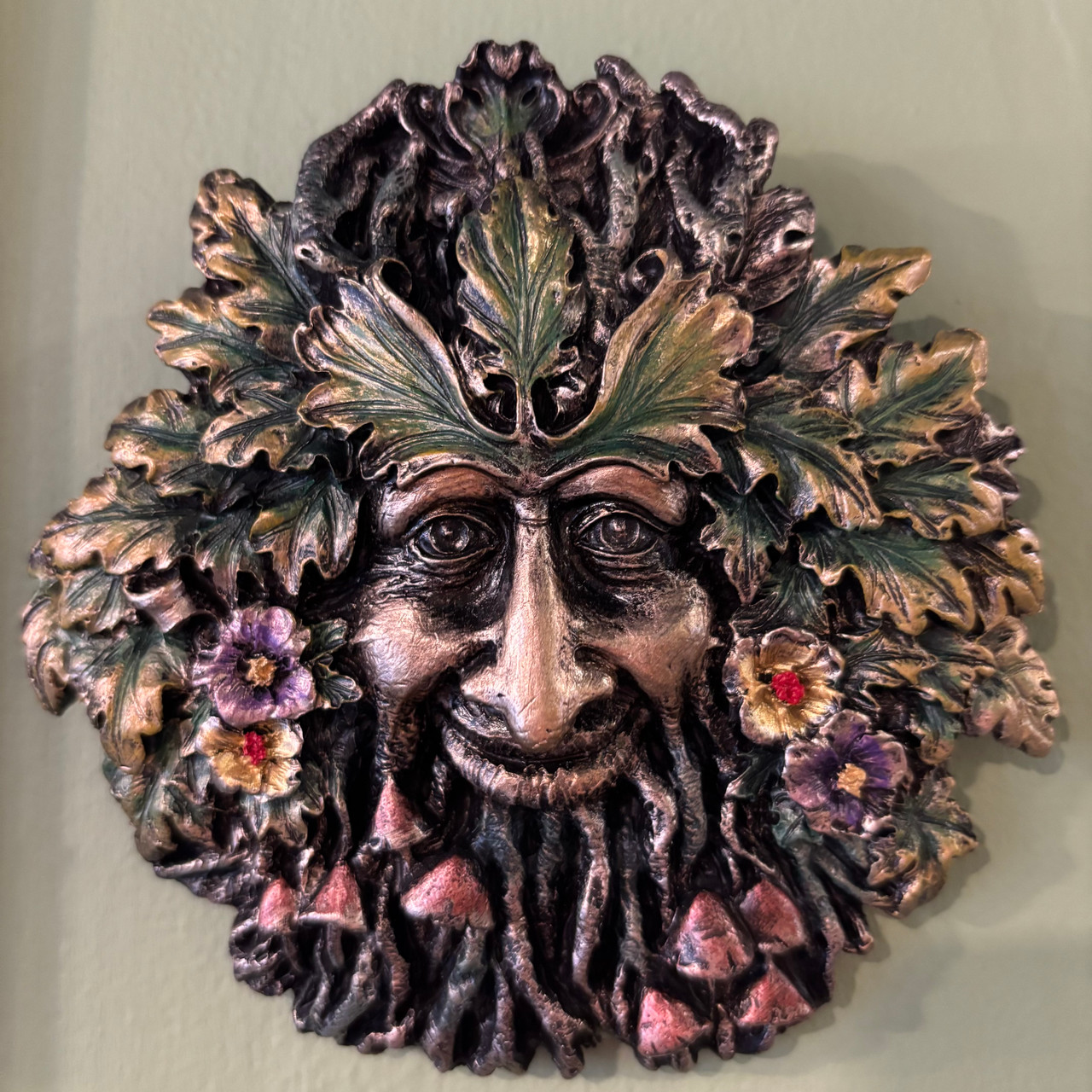 Green Man Spring Wall Plaque