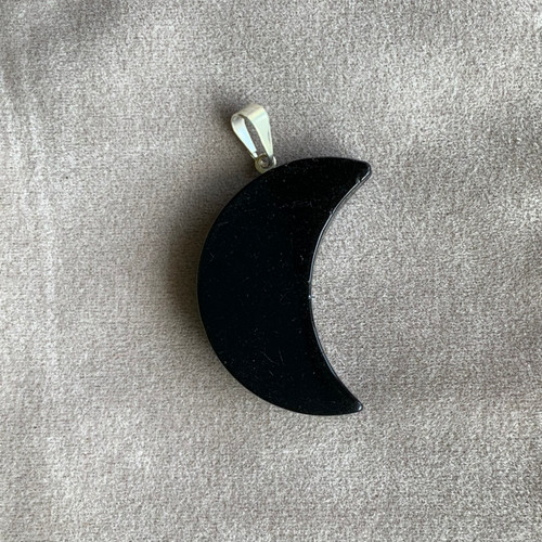 Black Obsidian Moon Pendant