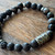 Rune Bracelet - Fehu - Silver Obsidian and Volcanic Rock