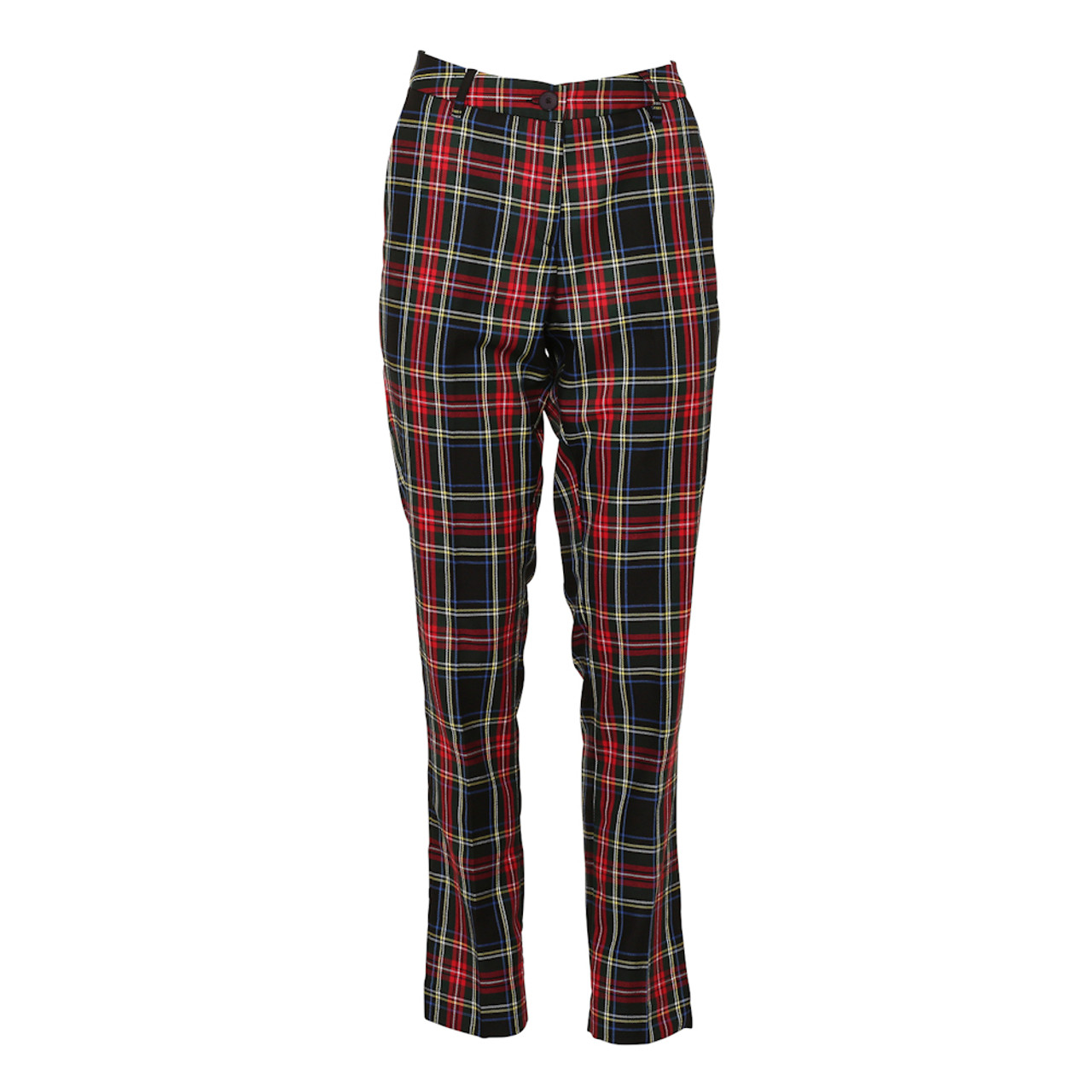 Curves Red Tartan Slim Stretch Trousers | New Look