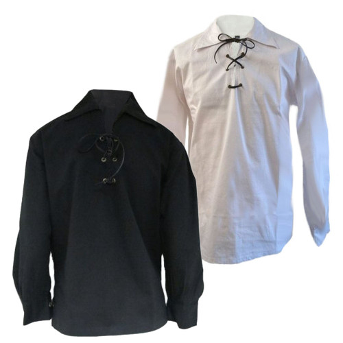 Wood Black & White Scottish Ghillie Jacobite Swordsmen Soft Kilt Shirts Men's J 