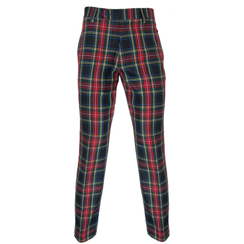 Twisted Tailor Cardosi Grey and Red Tartan Suit Trousers