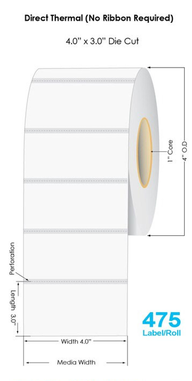 Premium Thermal Transfer Paper Labels - Perforated - 3 core