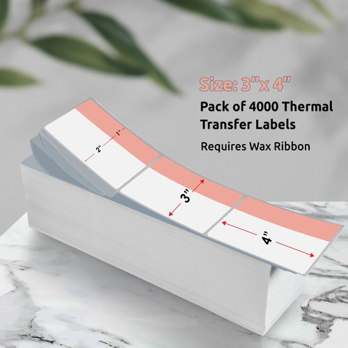 Thermal Transfer 3" x 4" Pink/White Matte Paper Labels 4000/Carton Image 1
