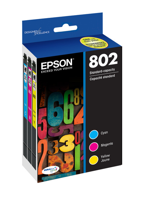 Epson T802 Color Standard-capacity Ink Cartridges, C/M/Y 3-Pack (T802520-S)