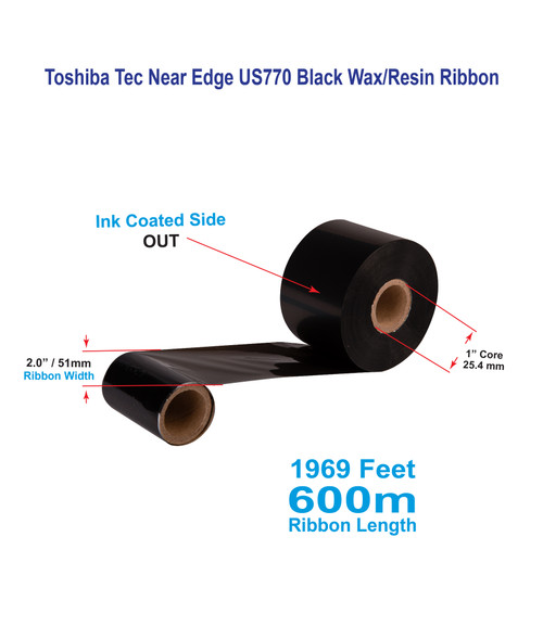 Toshiba Tec 2.00" x 1969 Feet US770 Near Edge Wax/Resin Ribbon | 24 Rolls Image 1