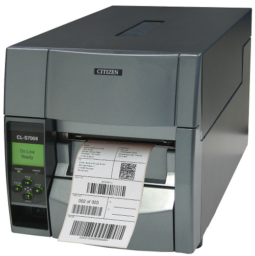 Citizen CL-S700II-EPU-P Barcode Printer | CL-S700 TypeII, DT/TT, 203DPI, w/Premium LAN & Peeler, Gray Image 1