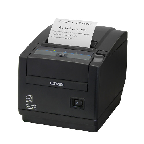Citizen CT-S601IIS3BTUBKR POS Printer | Thermal POS, Top Exit, Re-stick Linerless, iOS & Android Bluetooth, & USB, BK Image 1