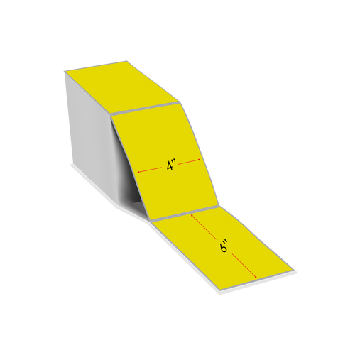 LabelJET 4"x6" Yellow Direct Thermal Shipping Labels 500 Fanfolded/Carton (No Ribbon Required)