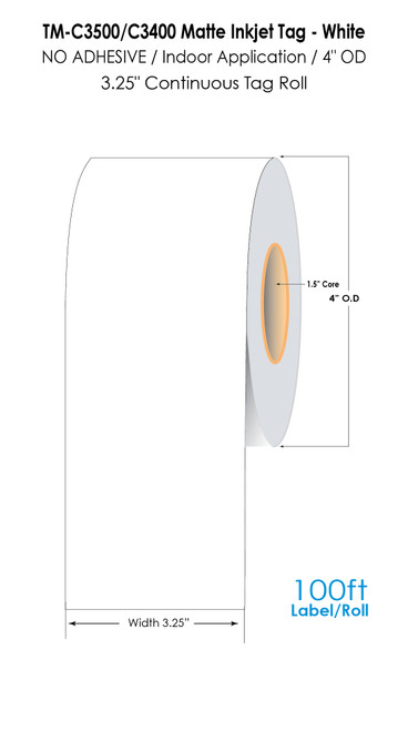 M-C3500 3" x 86 ft Matte Tag Roll