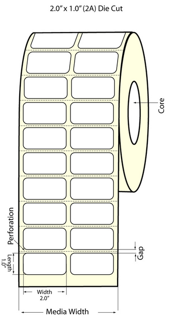 TM-C3500 2" x 1" (2UP) Matte BOPP Label 2150/Roll Image 1