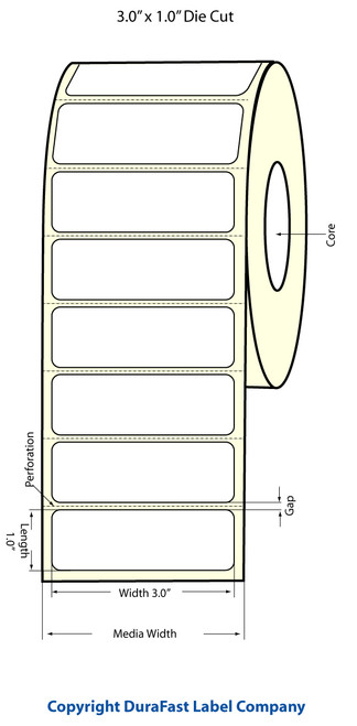 TM-C3500 3" x 1" (1A) Matte BOPP Label 1070/Roll Image 1