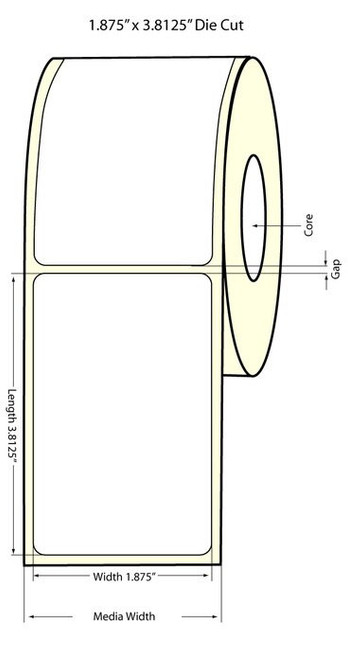 LX900 1.875" x 3.8125" NP Glossy BOPP (Es Oil) Labels 700/Roll Image 1