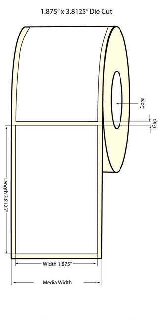 LX900 1.875" x 3.8125" NP Glossy BOPP (Es Oil) Labels 700/Roll