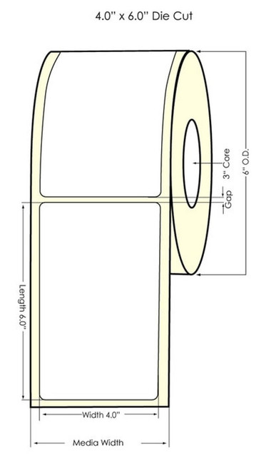 LX3000 4"x6" Clear Polypropylene Labels 350/Roll 3"Core/6"OD
