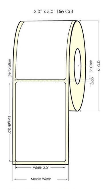 C6000 3" x 5" Chemical Label 400/Roll (Pigment Ink Only)