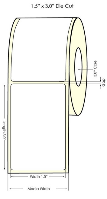 LX900 1.5" x 3" NP High Gloss Paper Labels 800/Roll Image 1